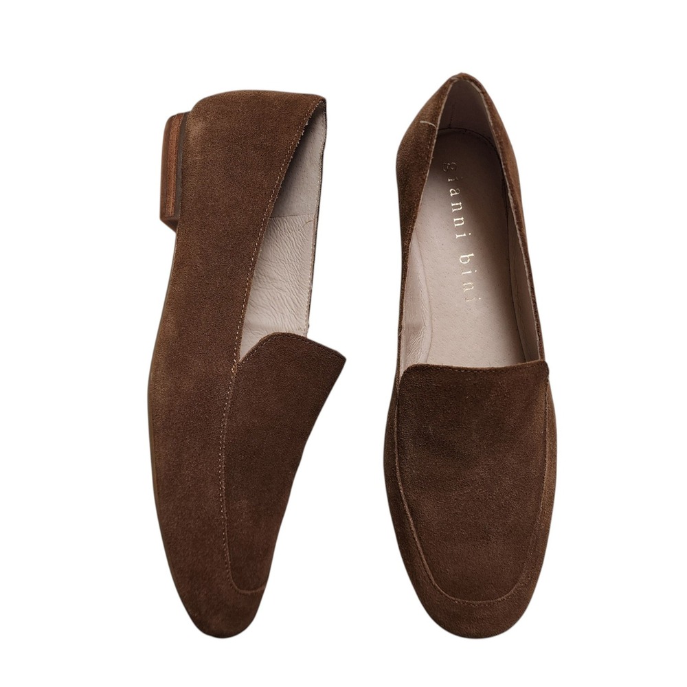 Gianni Bini Womens Macen Suede Flat Loafers Size‎ 8.5 Brown Leather Almond Toe